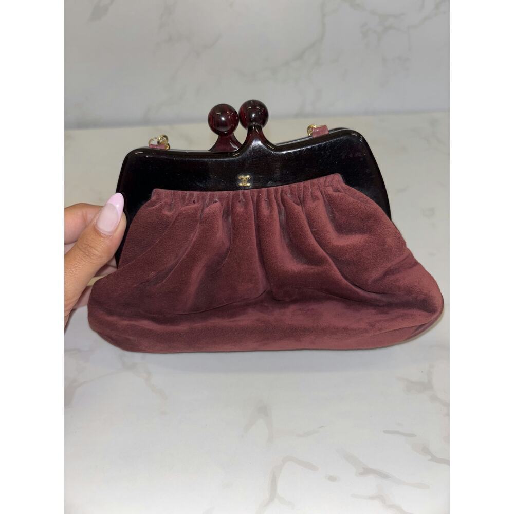 Chanel Suede Kiss-Lock Clutch - Good Condition